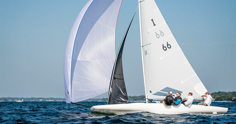 E Scow sailing downwind